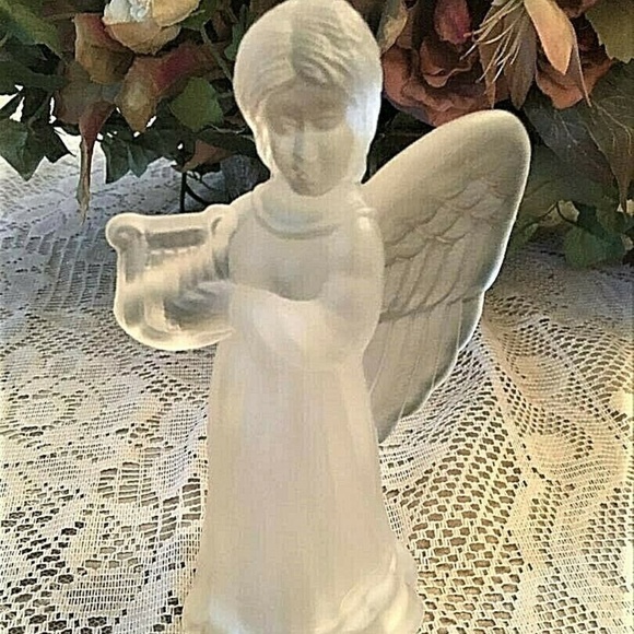 Adorable Frosted Glass Angel Christmas Tree Topper - Picture 1 of 8